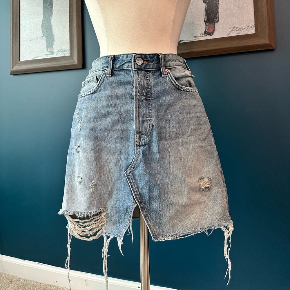 H&M tattered denim skirt